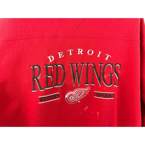 VTG Detroit Red Wings Embroidered NHL Sweatshirt  LARGE 1990's Lee Sport READ - Picture 7 of 16